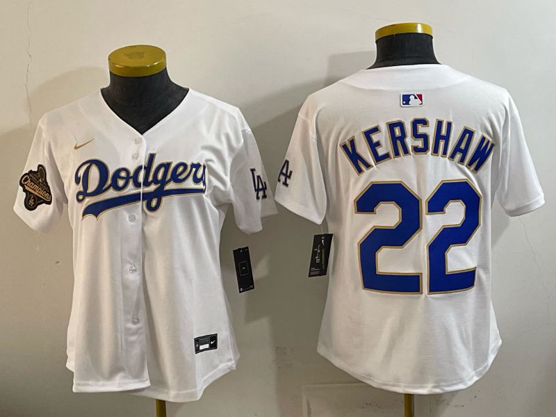 Youth 2026 Los Angeles Dodgers #22 Kershaw White Gold Game Nike MLB Jersey style 06